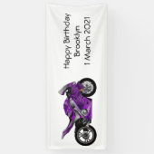 cartoon van Paarse sportmotor Spandoek (Verticaal)
