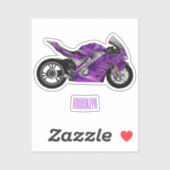 cartoon van Paarse sportmotor Sticker (Vel)
