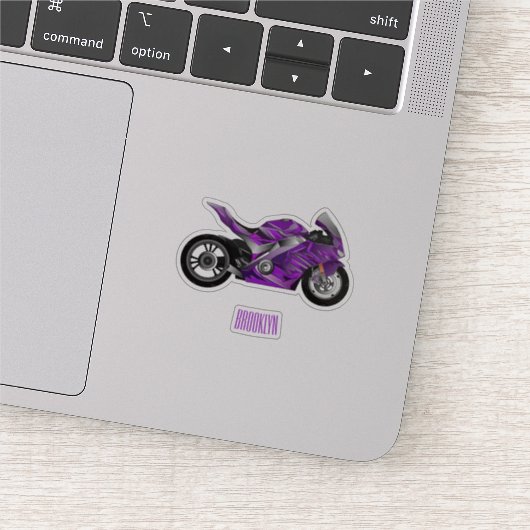 cartoon van Paarse sportmotor Sticker (Detail)