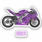 cartoon van Paarse sportmotor Sticker (Voorkant)