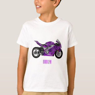 cartoon van Paarse sportmotor T-shirt