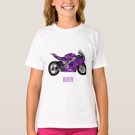 cartoon van Paarse sportmotor T-shirt (Voorkant)