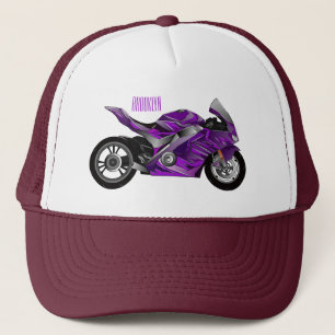 cartoon van Paarse sportmotor Trucker Pet