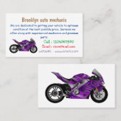 cartoon van Paarse sportmotor Visitekaartje (Voorkant / Achterkant)