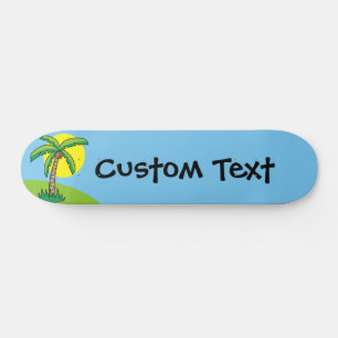 Cartoon van palmbomen persoonlijk skateboard