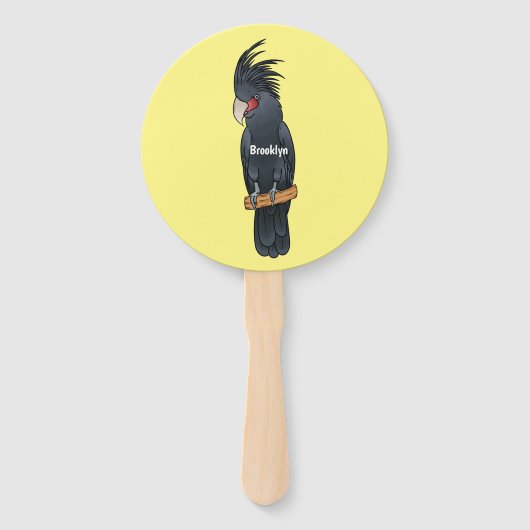 Cartoon van palmcockatoevogel handwaaier (Achterkant)