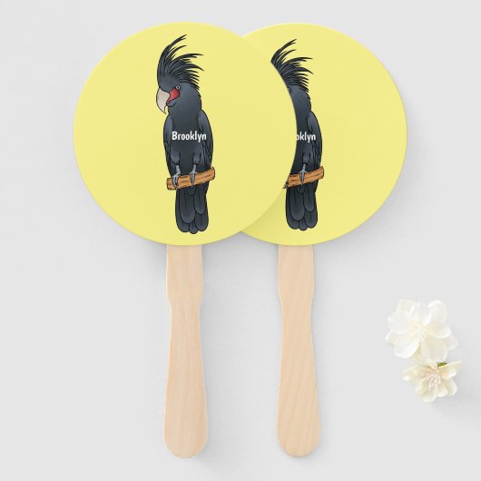 Cartoon van palmcockatoevogel handwaaier (Voorkant en achterkant)
