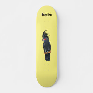 Cartoon van palmcockatoevogel persoonlijk skateboard