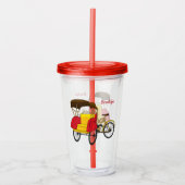 Cartoon van pedicab rickshaw acryl drinkbeker (Voorkant)