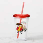 Cartoon van pedicab rickshaw acryl drinkbeker (Achterkant)