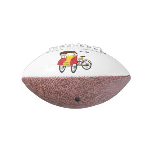 Cartoon van pedicab rickshaw american football