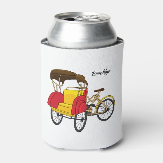 Cartoon van pedicab rickshaw blikjeskoeler (Blikje Voorkant)