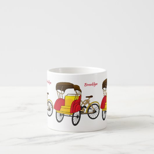 Cartoon van pedicab rickshaw espresso kop (Voorkant)