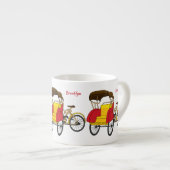 Cartoon van pedicab rickshaw espresso kop (Voorkant rechts)