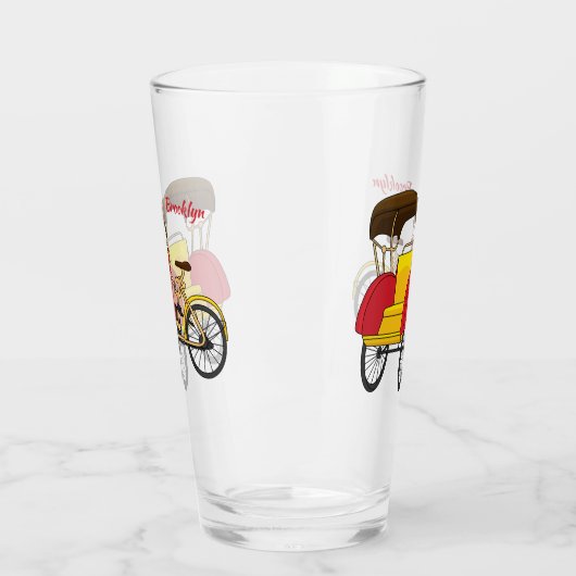 Cartoon van pedicab rickshaw glas (Links)