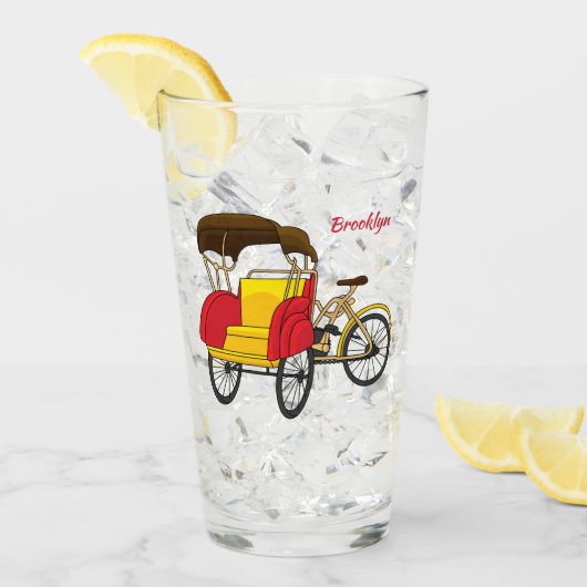 Cartoon van pedicab rickshaw glas (Voorkant ijs)
