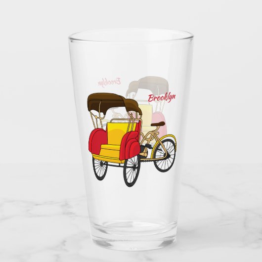 Cartoon van pedicab rickshaw glas (Voorkant)