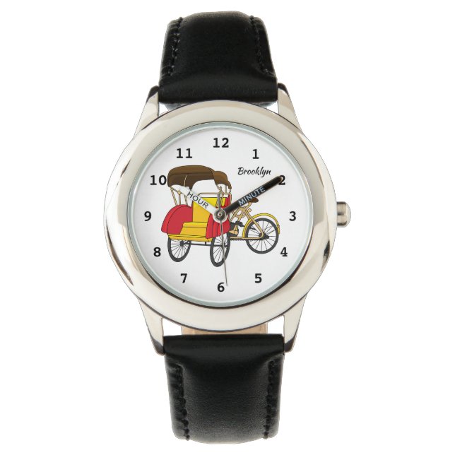 Cartoon van pedicab rickshaw horloge (Voorkant)