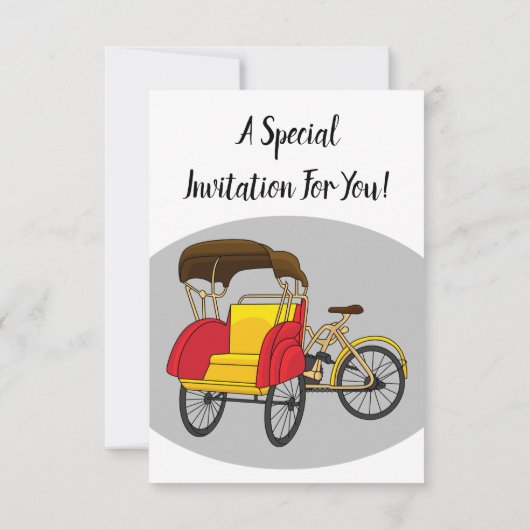 Cartoon van pedicab rickshaw kaart (Achterkant)