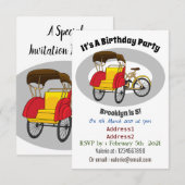 Cartoon van pedicab rickshaw kaart (Voorkant / Achterkant)