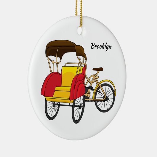 Cartoon van pedicab rickshaw keramisch ornament (Rechts)