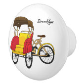 Cartoon van pedicab rickshaw keramische knop (Rechts)