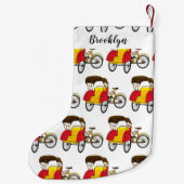 Cartoon van pedicab rickshaw kleine kerstsok (Achterkant)