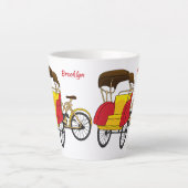 Cartoon van pedicab rickshaw latte mok (Voorkant)