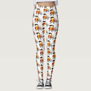 Cartoon van pedicab rickshaw leggings