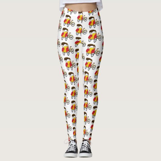 Cartoon van pedicab rickshaw leggings (Voorkant)