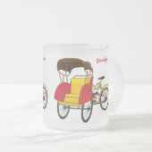 Cartoon van pedicab rickshaw matglas koffiemok (Voorkant rechts)