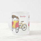 Cartoon van pedicab rickshaw matglas koffiemok (Voorkant links)