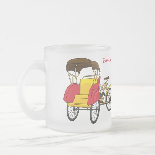 Cartoon van pedicab rickshaw matglas koffiemok (Links)