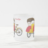 Cartoon van pedicab rickshaw matglas koffiemok (Center)