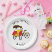 Cartoon van pedicab rickshaw papieren bordje (Feest)