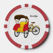 Cartoon van pedicab rickshaw poker chips (Voorkant)
