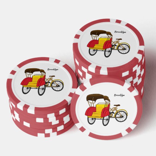 Cartoon van pedicab rickshaw poker chips (Opstapeling)