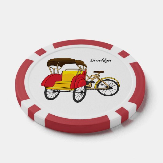 Cartoon van pedicab rickshaw poker chips (Enkel)