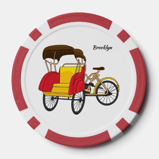 Cartoon van pedicab rickshaw poker chips (Achterkant)