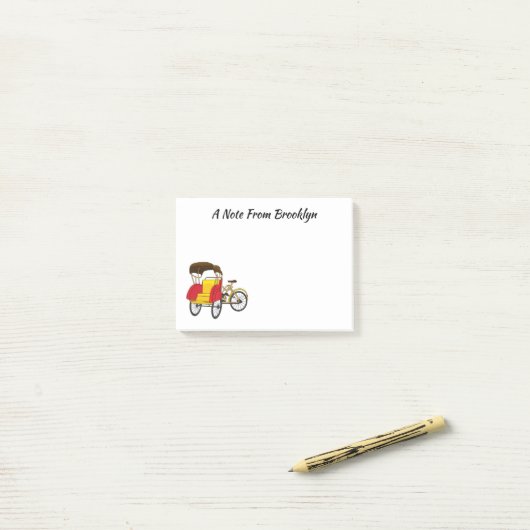 Cartoon van pedicab rickshaw post-it® notes (Op bureau)