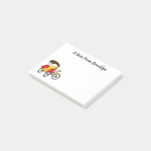 Cartoon van pedicab rickshaw post-it® notes (Schuin)