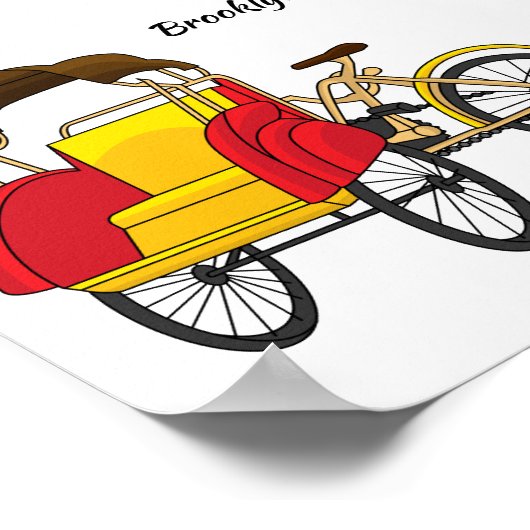 Cartoon van pedicab rickshaw poster (Hoek)