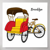 Cartoon van pedicab rickshaw poster (Voorkant)