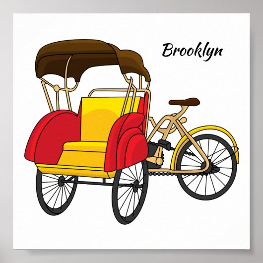 Cartoon van pedicab rickshaw poster (Voorkant)