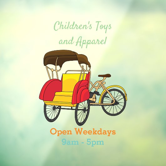 Cartoon van pedicab rickshaw raamsticker (Vel 3)