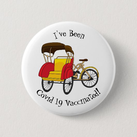Cartoon van pedicab rickshaw ronde button 5,7 cm (Voorkant)