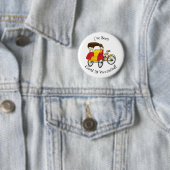 Cartoon van pedicab rickshaw ronde button 5,7 cm (In situ)