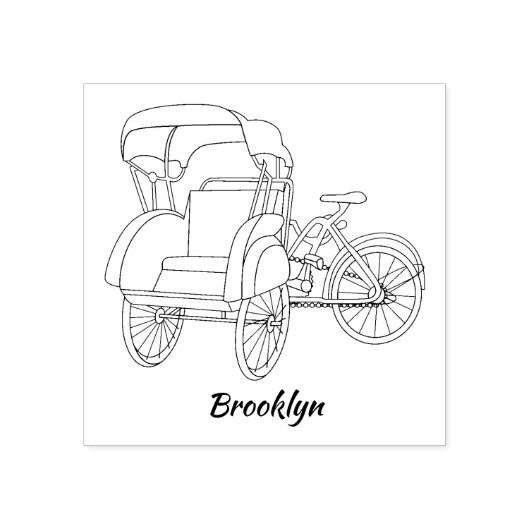 Cartoon van pedicab rickshaw rubberstempel (Afrduk)