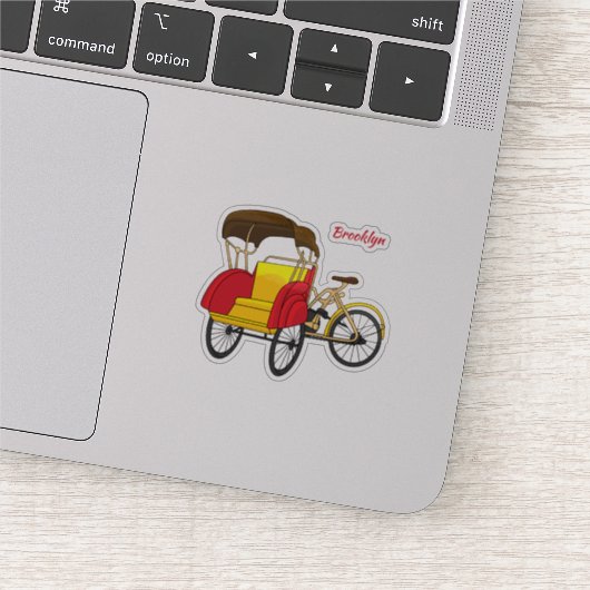 Cartoon van pedicab rickshaw sticker (Detail)