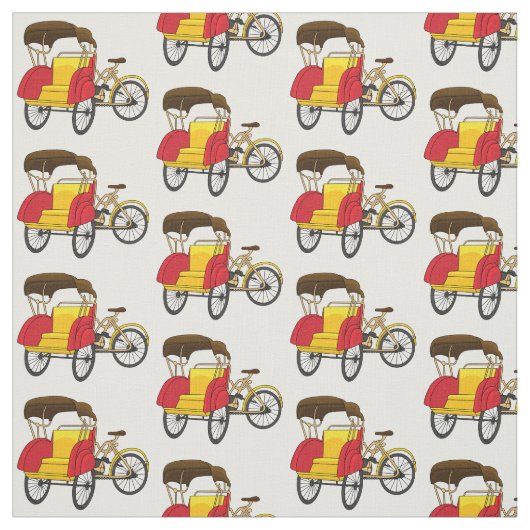 Cartoon van pedicab rickshaw stof (Swatch)